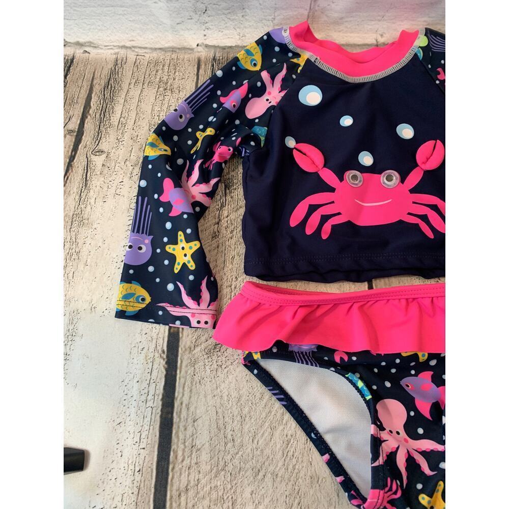 SOL SWIM Girl’s Two Piece Long Sleeve Swim Set / Size: 12 Months - Picture 5 of 11